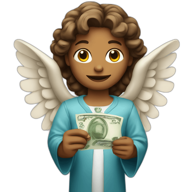 angel holding € bill emoji