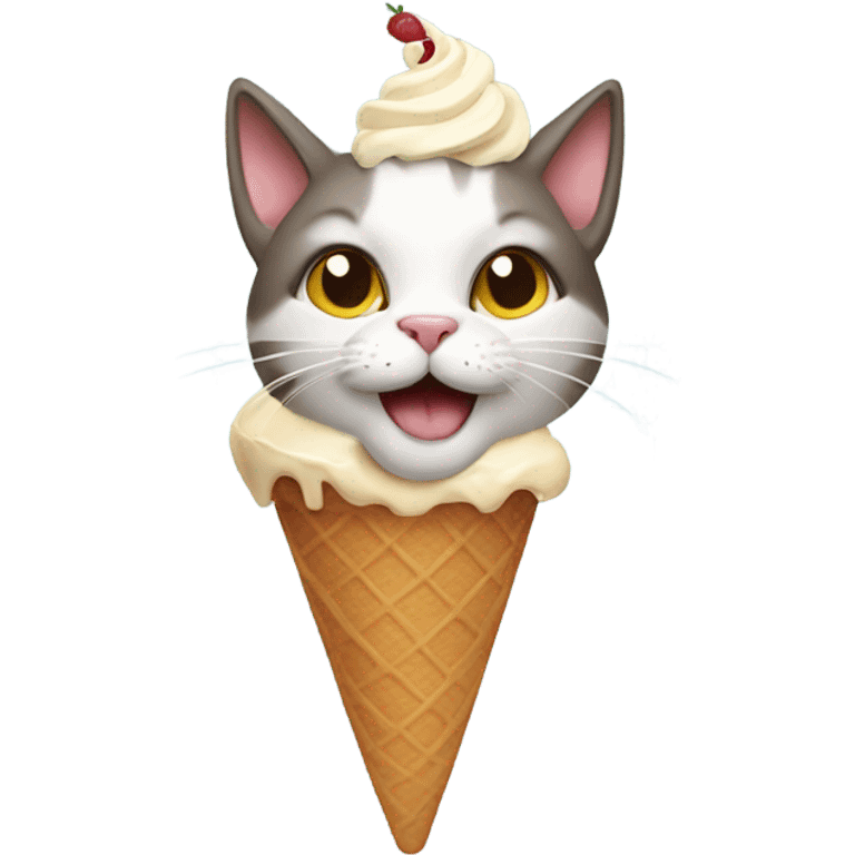 Cat with an ice cream emoji