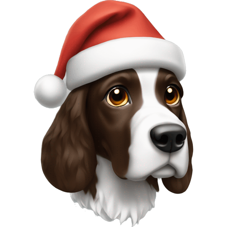 Tri color brown springer santa hat emoji