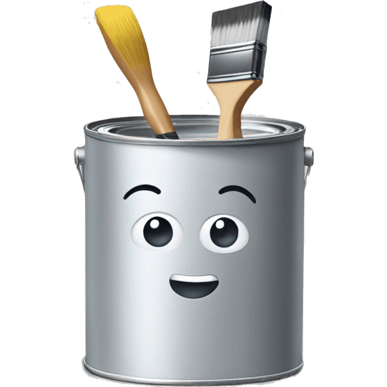 Tin of paint with a paint brush in emoji