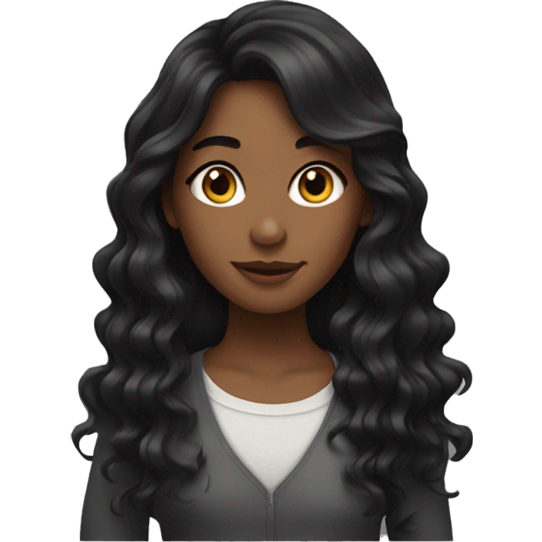 Girl with wavy long black hair emoji