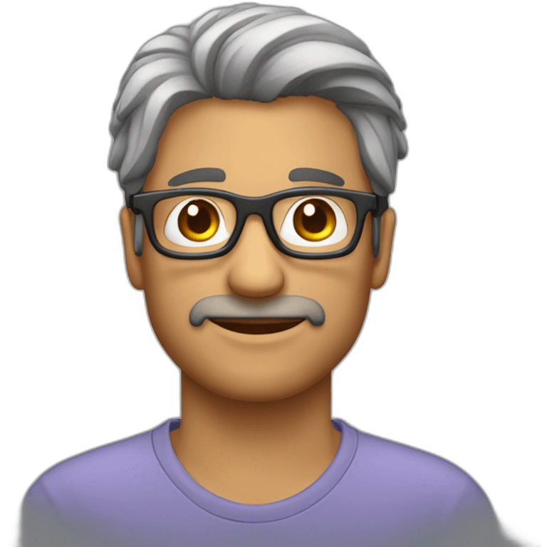 hombre de 36 años con pelo corto gris y gafas  emoji