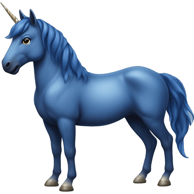 Full body realistic Indigo blue unicorn emoji