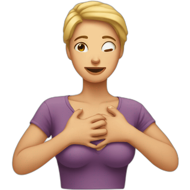 Woman squeezing her chest emoji