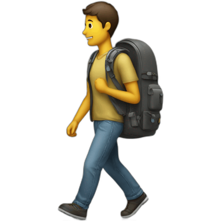 a person walking with a bagpack on his bag emoji