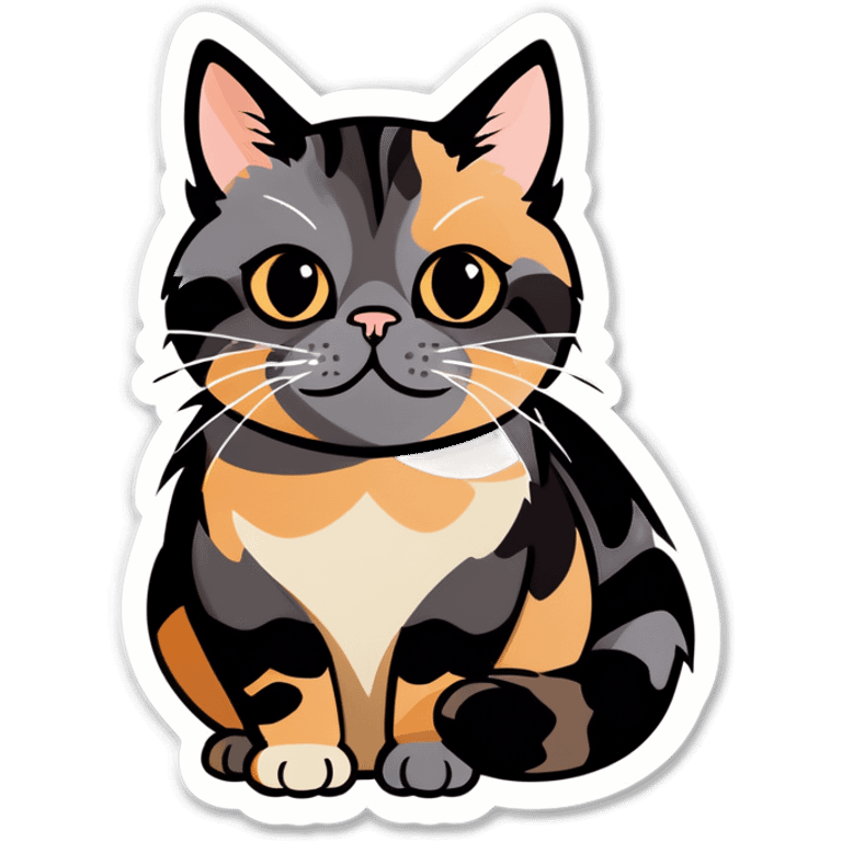 Cute grey and tan tortie pattern cat emoji