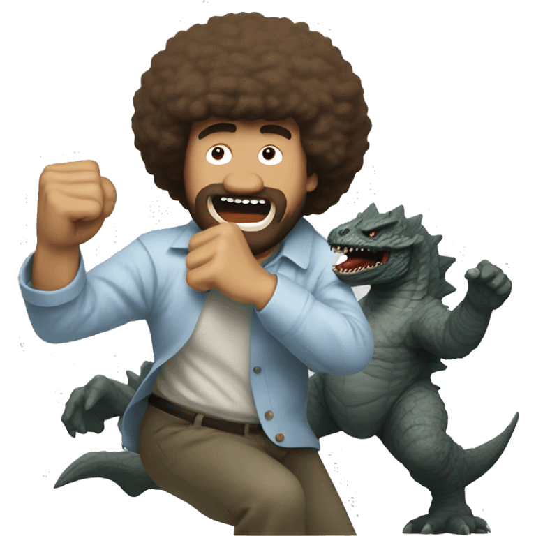 bob ross fighting godzilla emoji