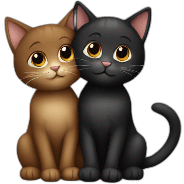 two black and brown cats hug emoji