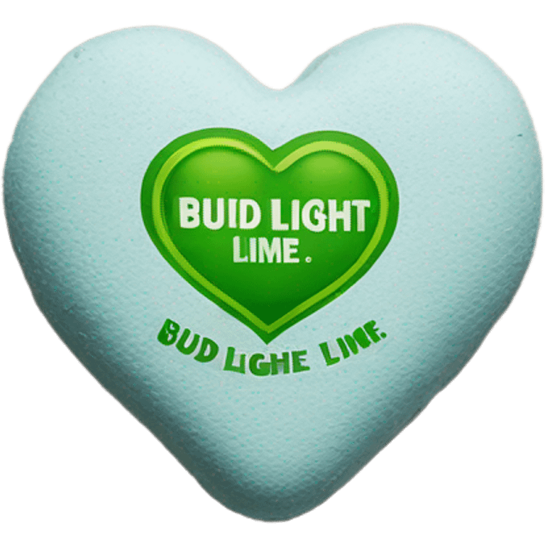 One of those chalky candy heart that reads Bud Light Lime emoji