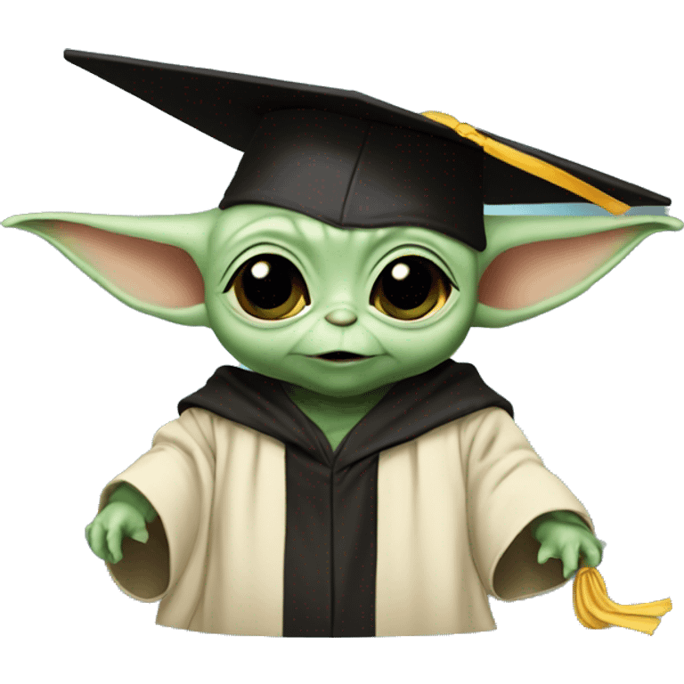 baby yoda wearing graduation cap emoji