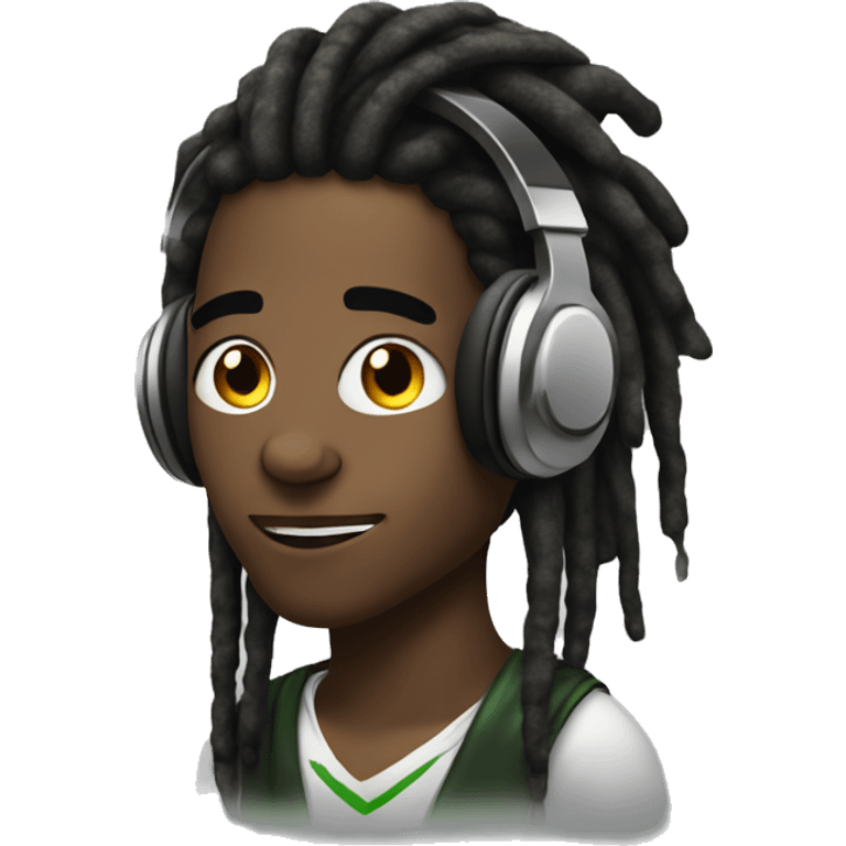 a african american with dreads till shoulder and a streamer headphones emoji