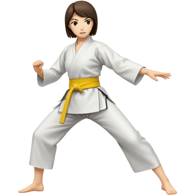 Brunette woman wearing yellow belt doing aikido  emoji