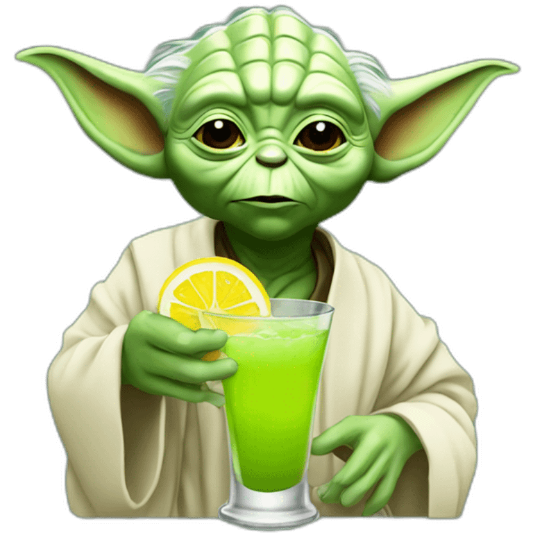 Yoda drinking cocktail emoji