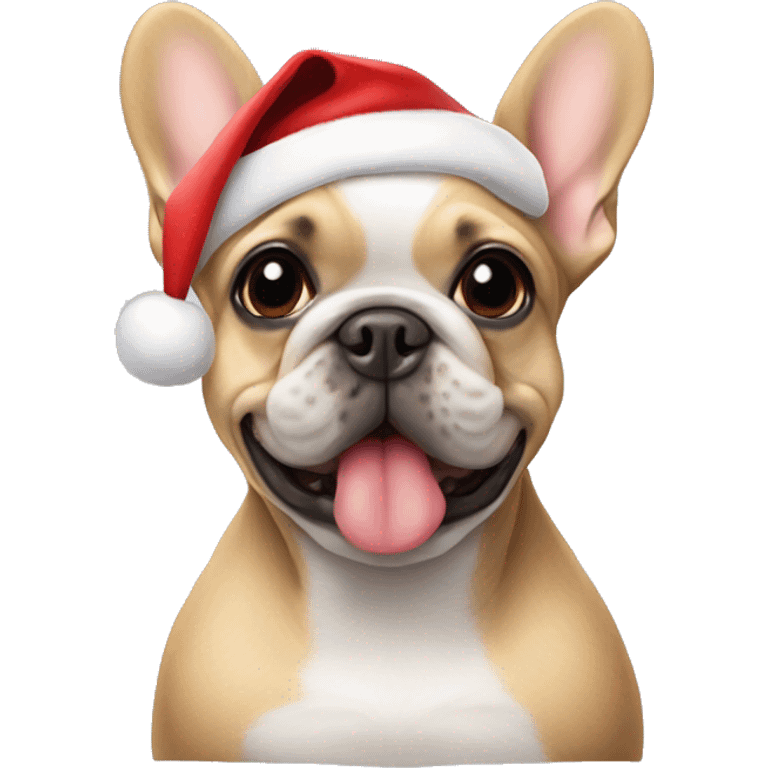 Frenchie with a Santa hat emoji