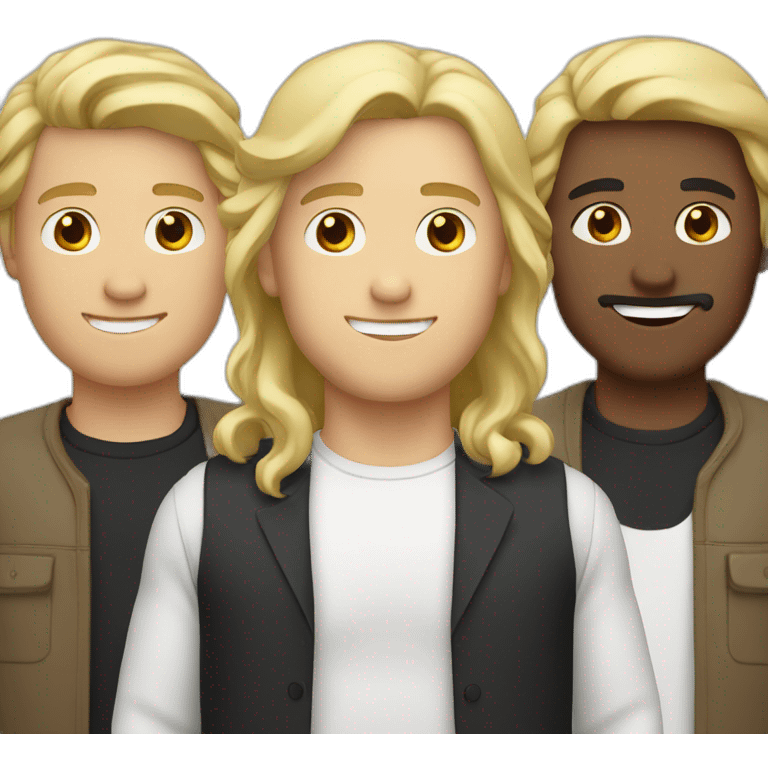 three men: one white with blond hair, another white with brown hair, one middle eastern with black hair emoji