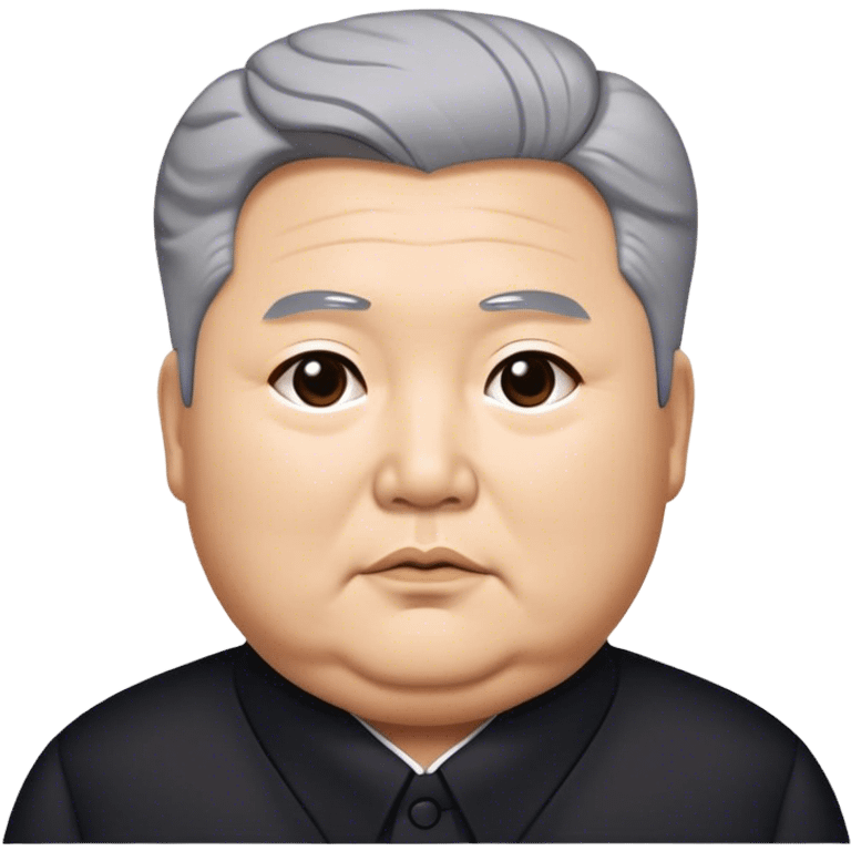 Chubby Grey haired Kim il sung wearing black emoji