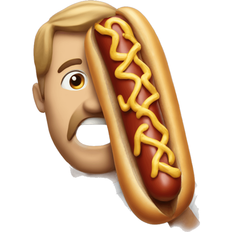 Huge hotdog in mouth emoji