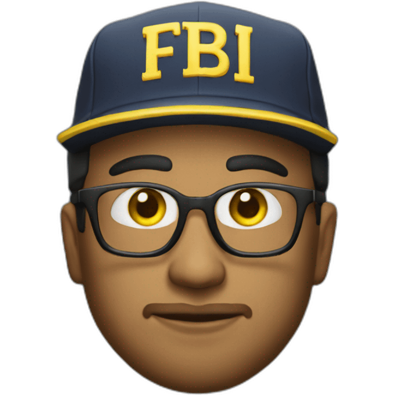 man with yellow "FBI" letters on his cap emoji