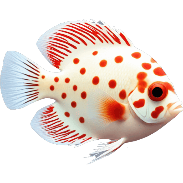 DISCUS fish white and red dot emoji