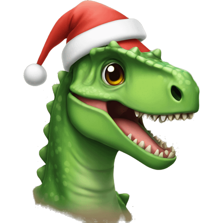 Dino wears a Christmas hat  emoji