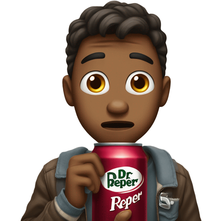 Guy drinking bean flavored Dr Pepper  emoji