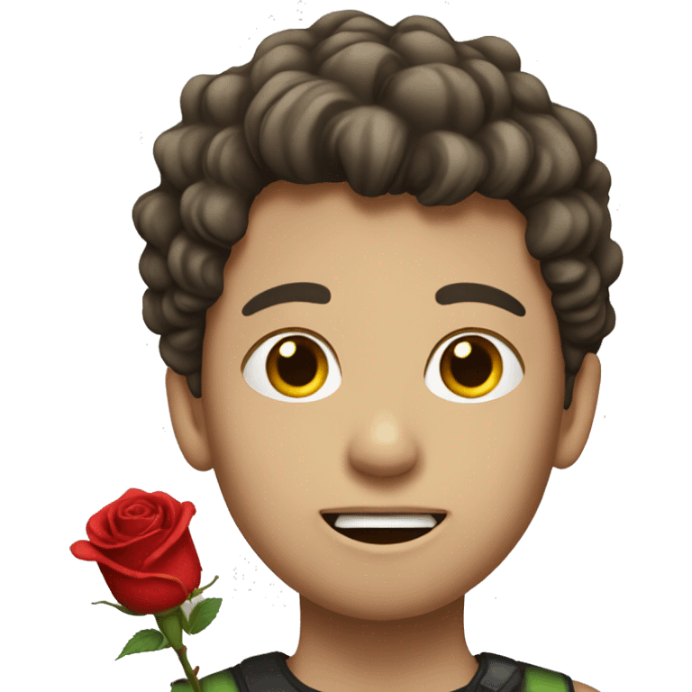 A white boy with a rose in his mouth emoji