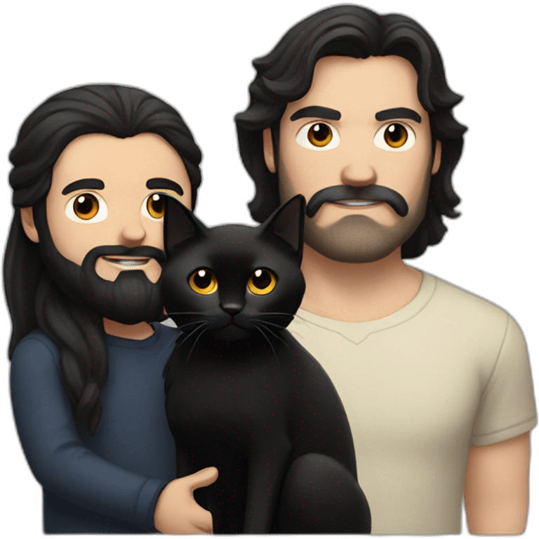 Man with long black hair and black beard, Caucasian, looks like Jack Black, with a black cat in his arms emoji