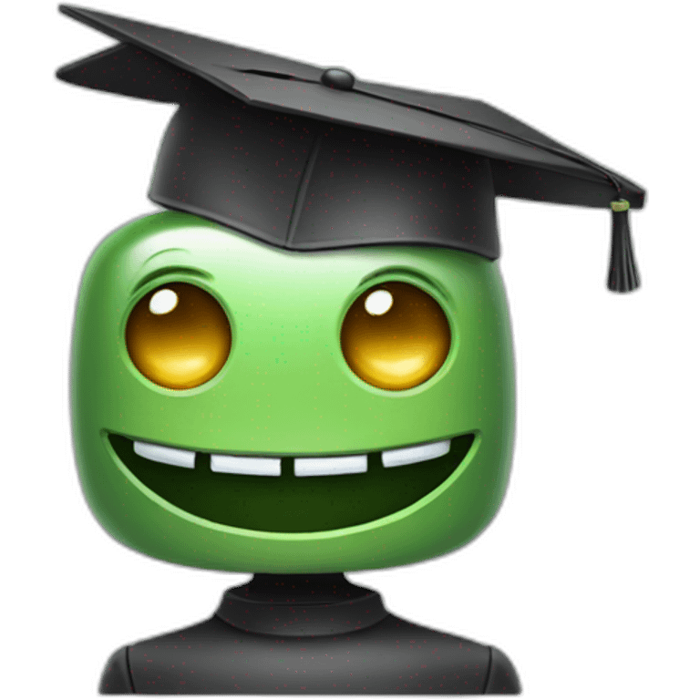 happy robot with mortarboard on its head emoji