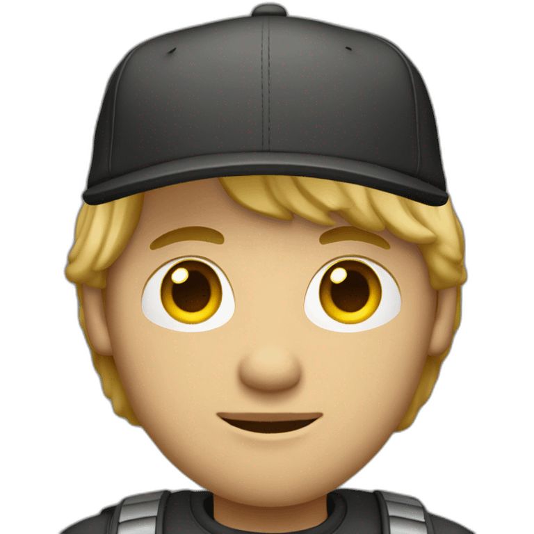 dark blonde guy wearing a cap with a mac book pro emoji