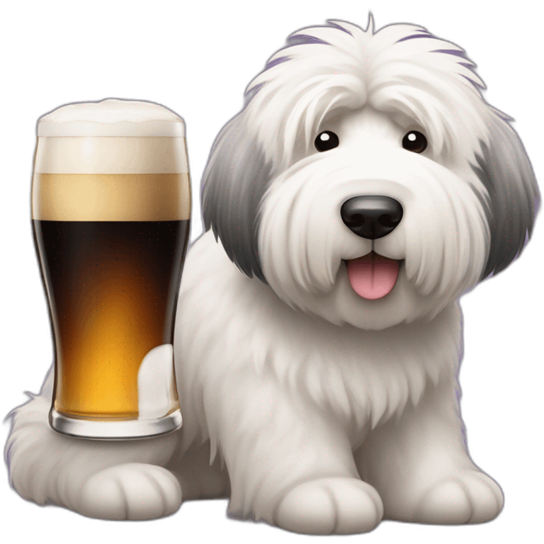 old english sheepdog with pint of guinness emoji