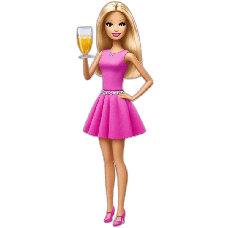 Barbie avec un verre à pied emoji