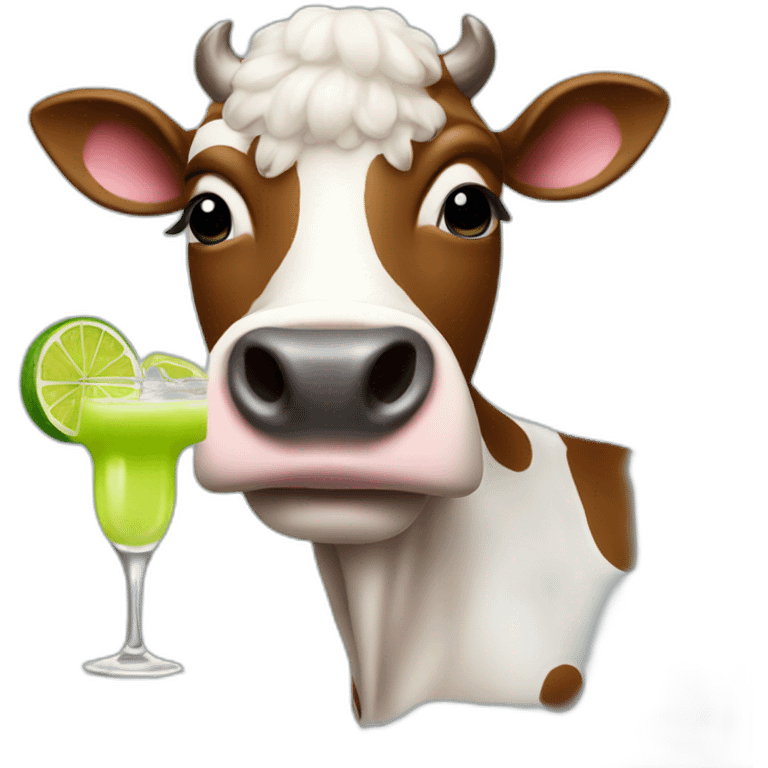 cow holding a margarita emoji