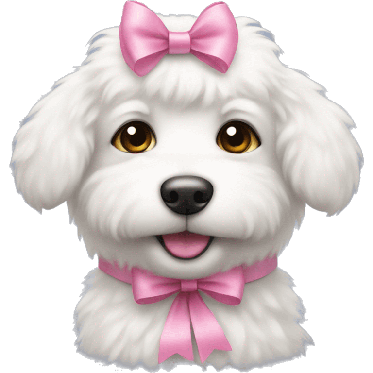 white fluffy puppy with pink bow on the head emoji