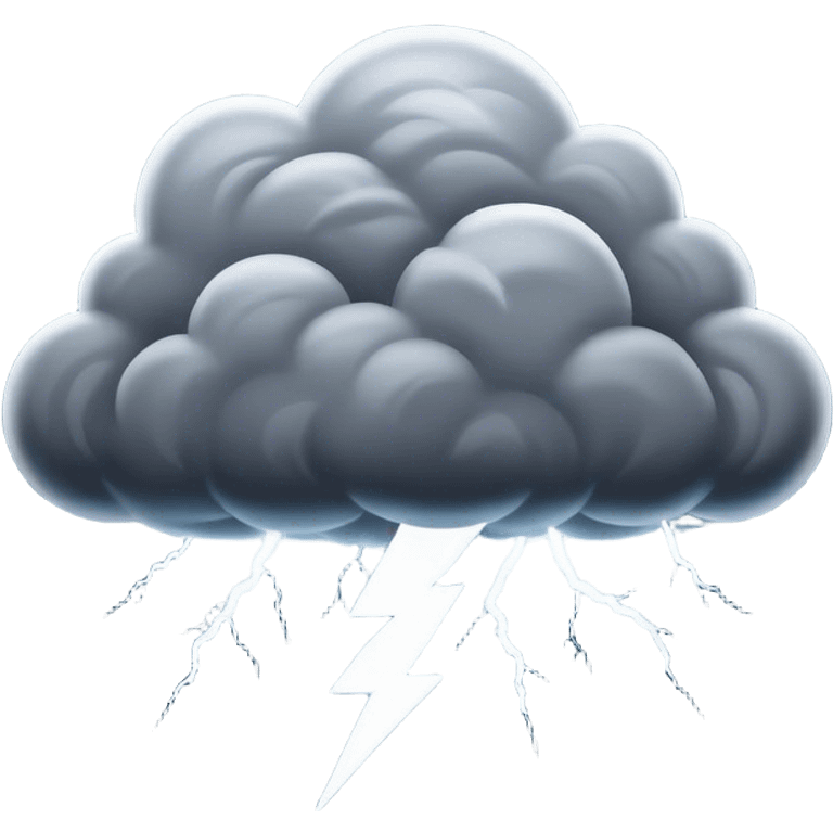 Cinematic Realistic Thunderstorm Emoji, Dark and dramatic, with swirling gray clouds illuminated by occasional flashes of lightning. The air crackles with energy as the storm builds, while heavy rain cascades down in sheets. Soft glowing outline, capturing the essence of power, intensity, and natural fury in a breathtaking thunderstorm! emoji