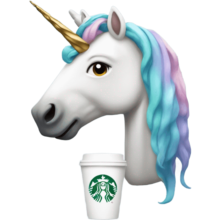 Unicorn with Starbucks emoji