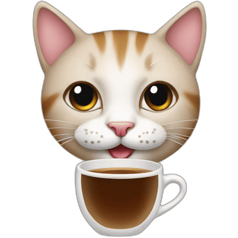 cat smile with coffee emoji