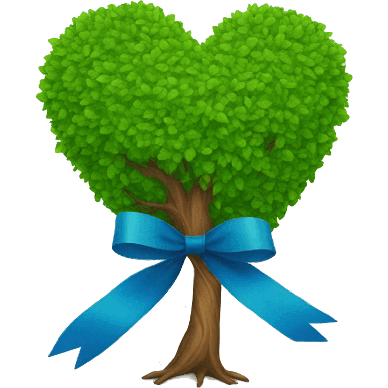 Heart shaped tree + blue ribbon emoji