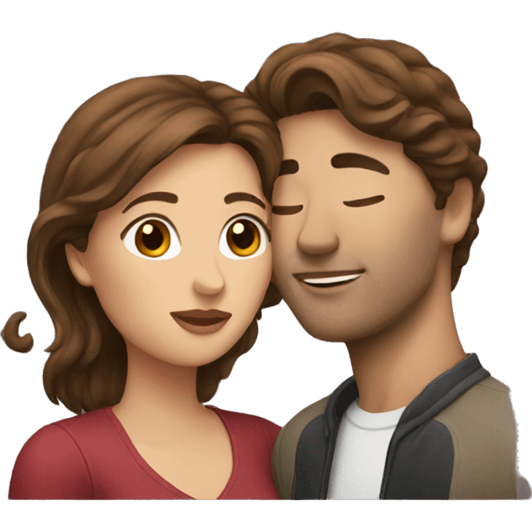 couple with brown hair kissing  emoji