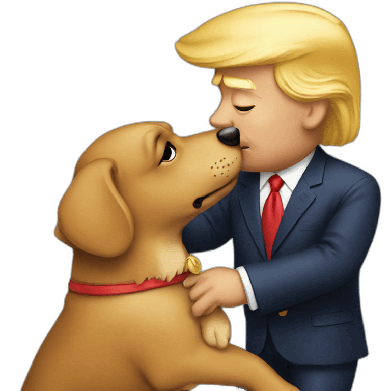 trump kissing a dog emoji