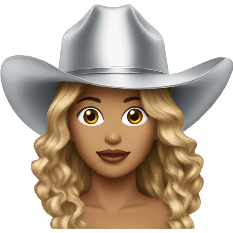 beyonce with a silver cowboy hat emoji