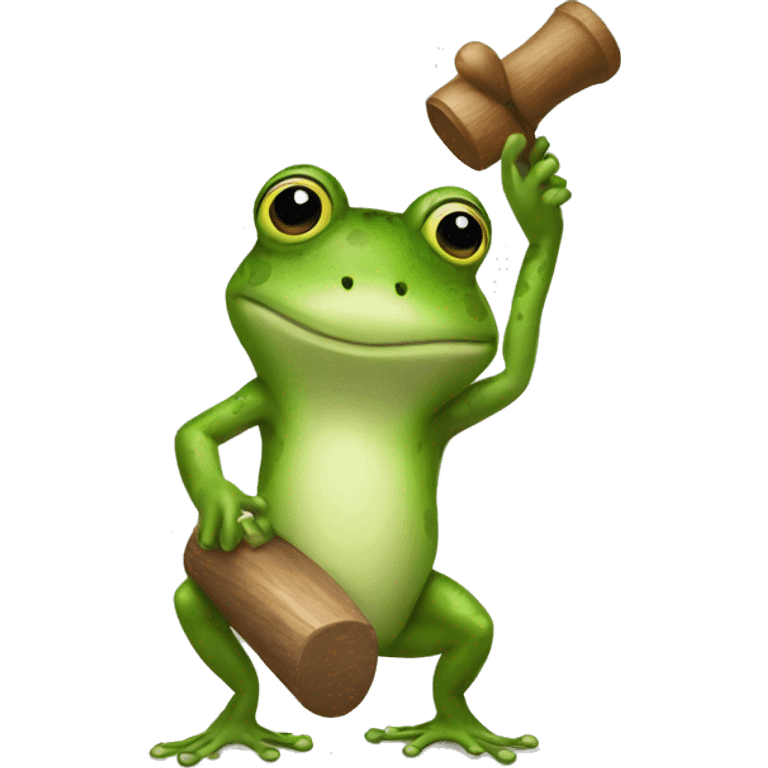 Frog holding a mallet emoji