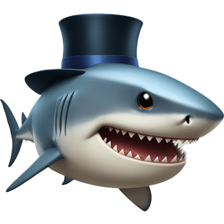 Shark with a top hat emoji