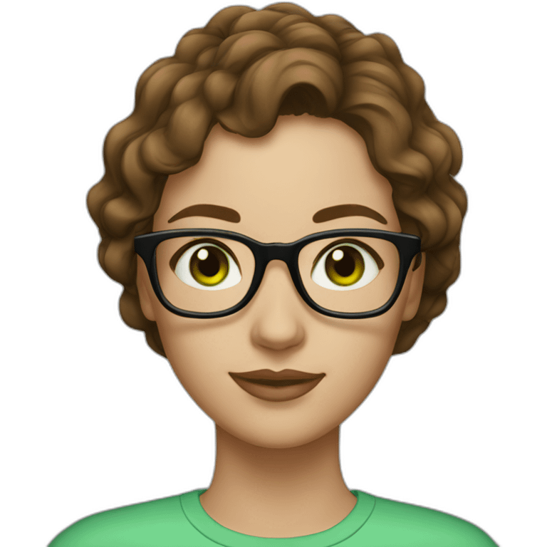 woman-with-wavy-brown-hair-square-glasses-green-eyes emoji