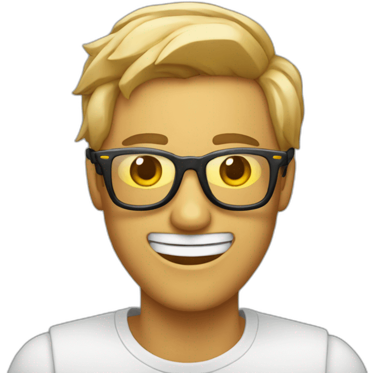 persona con manos sonriendo y con gafas  emoji