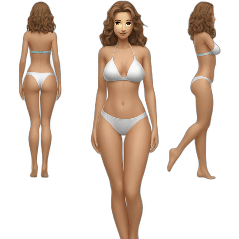 Sexy pose soft-fit Caucasian woman bikini (beach body) bed emoji