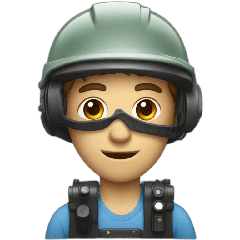 An Australian lad wearing a helmet with camera attached to it emoji