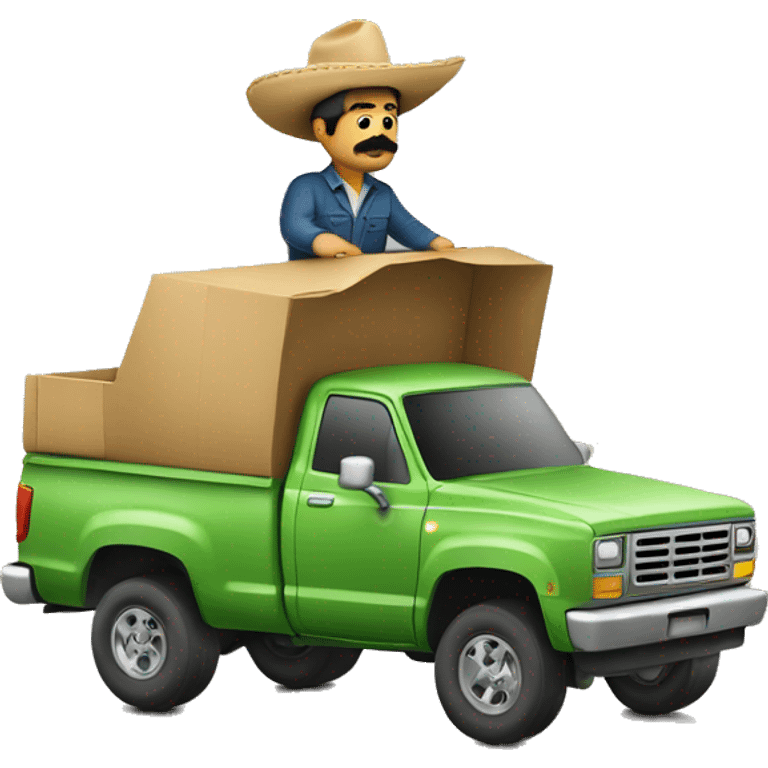 Mexican with a mustache driving a 2 wheel drive truck  emoji