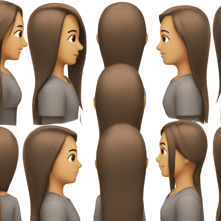 Back of hair, long straight brown  emoji