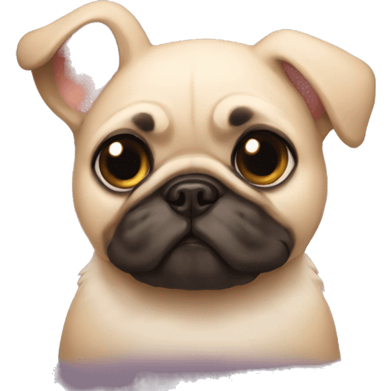 Rabbit and pug hugging emoji