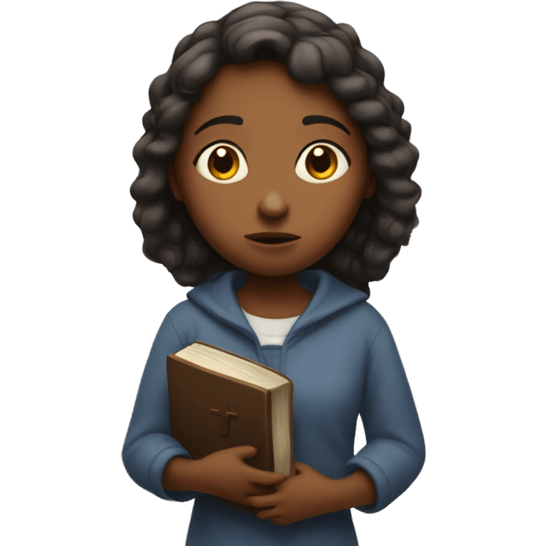 Girl Looking worried, with a bible in hand  emoji